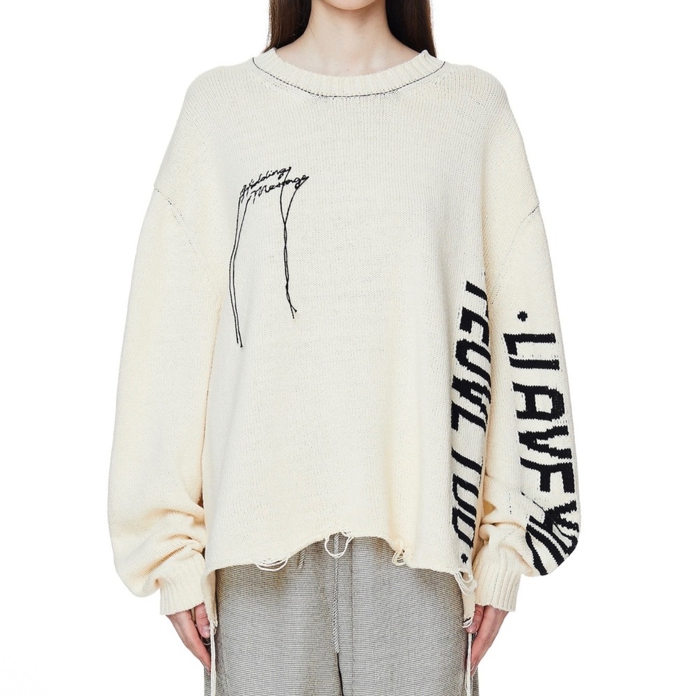 Doublet Small Cotton Hidden Message Ivory Sweater Made In Japan Oversized Luxury
